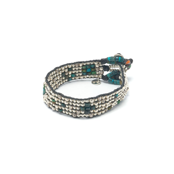 BIANCA TURQUOISE Bracelet unisexe tissé, Perles Argent