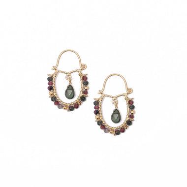 BINDI Boucles d'oreilles Tourmaline verte Argent plaqué or