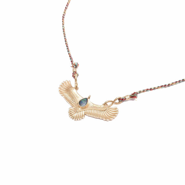 BIRD OF PREY Collier Aigle Opale Argent plaqué Or