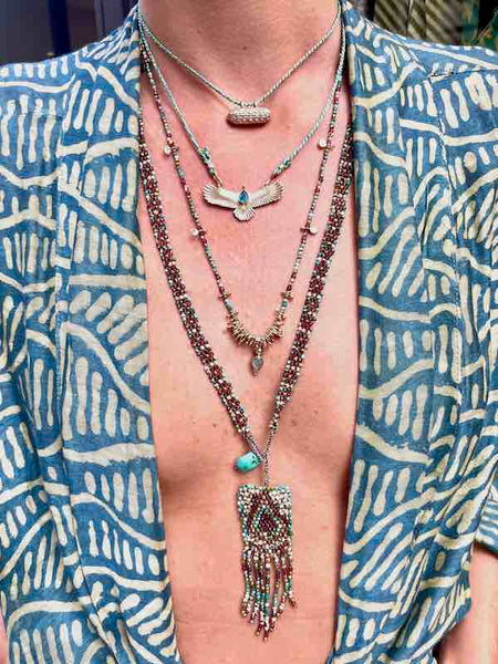 BIRD OF PREY Collier Aigle Opale Argent plaqué Or