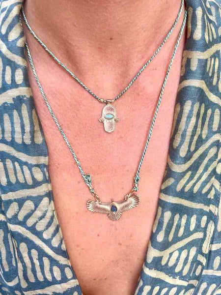 BIRD OF PREY Collier Aigle Opale Argent plaqué Or