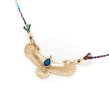 BIRD OF PREY Collier Aigle Opale Argent plaqué Or