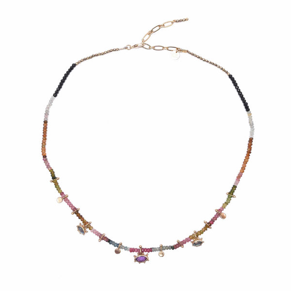 BLESS Collier Tourmalines 3 yeux Argent plaqué or