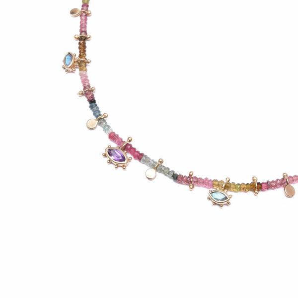 BLESS Collier Tourmalines 3 yeux Argent plaqué or