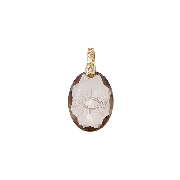 BLESS YOU Charm Œil de protection Smoky Quartz - Argent plaqué or
