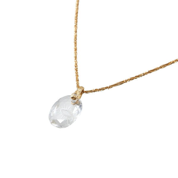 BLESS YOU Collier Œil de protection Cristal de Roche - Argent plaqué or 24 cts