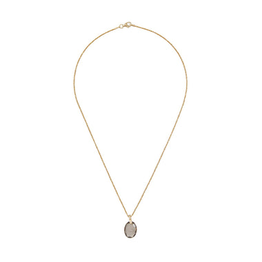 BLESS YOU Collier Œil de protection Smoky Quartz - Argent plaqué or 24 cts