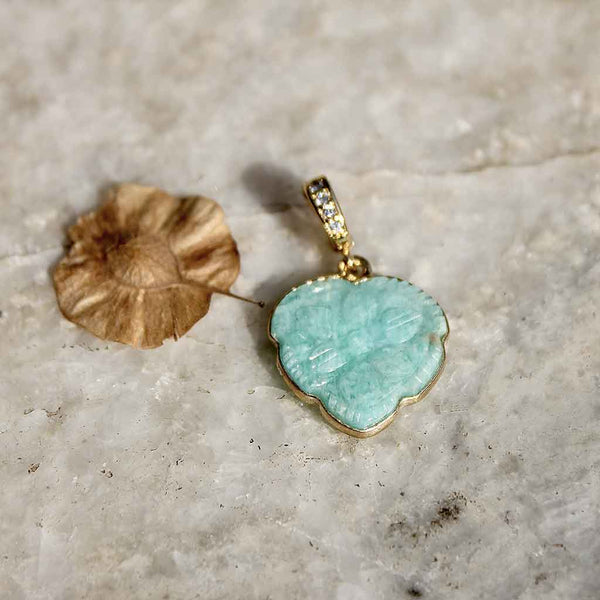 BLOSSOM Charm coeur gravé Amazonite