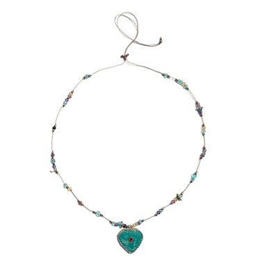 BLOSSOM collier coeur gravé Amazonite