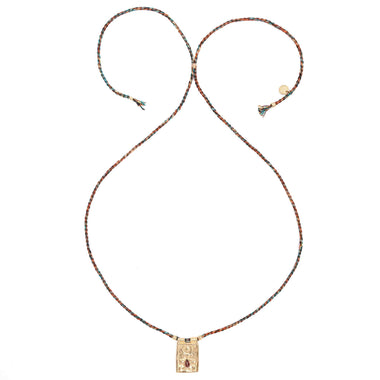 BOUDDHA Collier cordon médaille Grenat