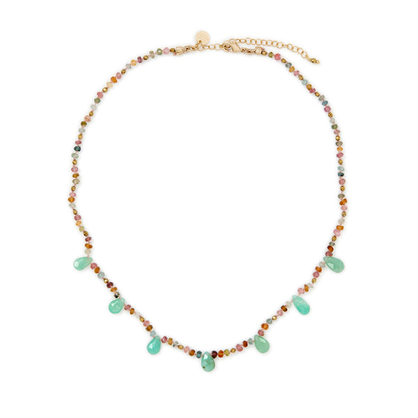 BRIOLETTES Collier Chrysoprases et Tourmalines