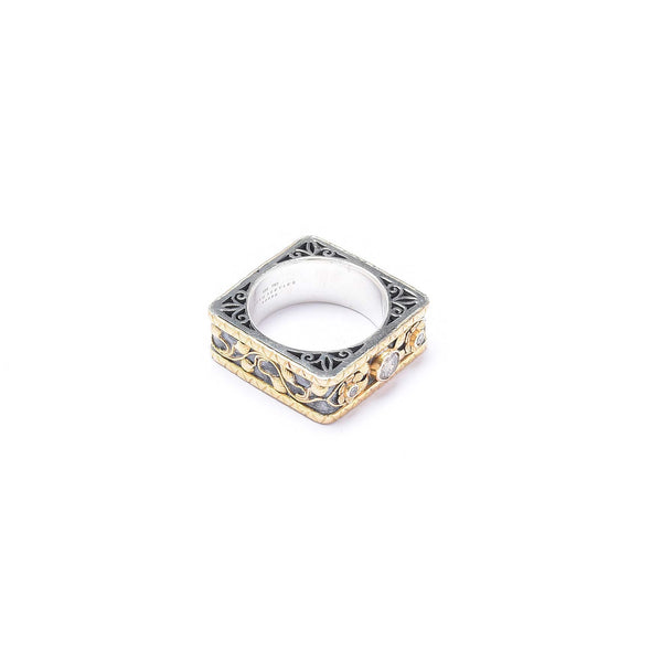 Bague Diamant en Or 750/1000e (18 cts) et Argent 925