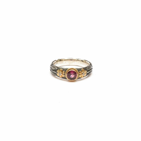 Bague Rhodolite en Or 750/1000e et Argent 925 N°8 - Sur commande