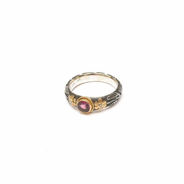 Bague Rhodolite en Or 750/1000e et Argent 925 N°8 - Sur commande