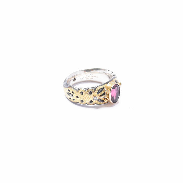 Bague Tourmaline Rose Or 750/1000e et Argent 925 N°12
