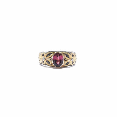Bague Tourmaline Rose Or 750/1000e et Argent 925 N°12