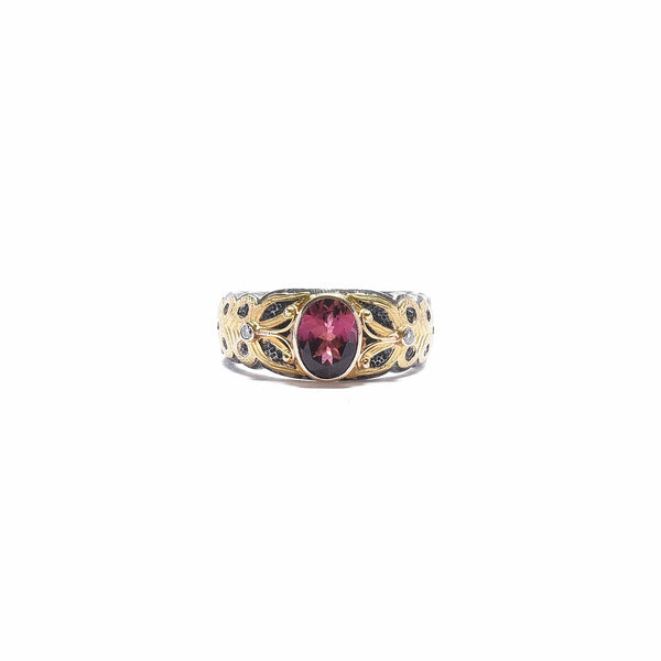 Bague Tourmaline Rose Or 750/1000e et Argent 925 N°12