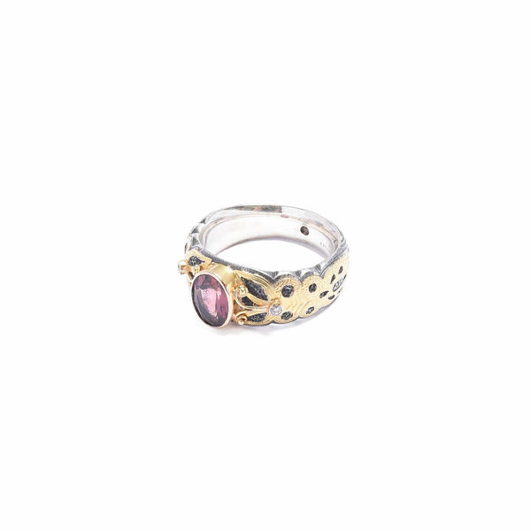Bague Tourmaline Rose Or 750/1000e et Argent 925 N°12