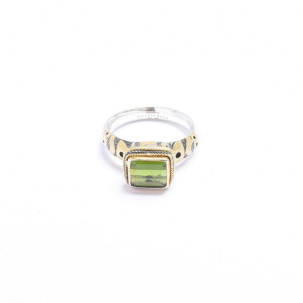 Bague Tourmaline Verte Or 750/1000e et Argent 925 N°16