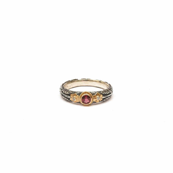 Bague Tourmaline rose Or 18 carats et Argent 925 N°4