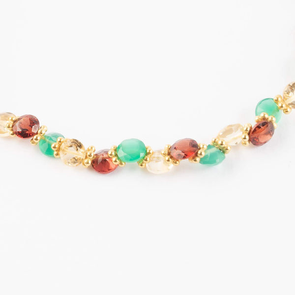 BENGALI Bracelet Onyx vert, Citrine, Grenat - Argent 925 plaqué Or