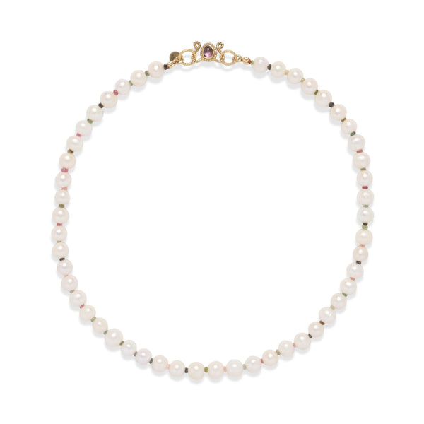 CALYPSO Collier en Perles d'Eau Douce et Tourmalines