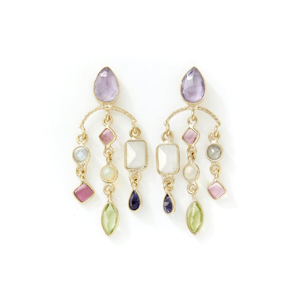 CANDIES Boucles d'oreilles Améthyste Opale Argent 925 plaqué Or