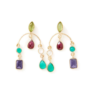 CANDIES Boucles d'oreilles Péridot Multi pierres Argent 925 plaqué Or