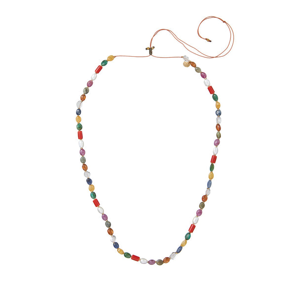 CANDIES Collier Multi pierres précieuses Emeraude, Saphir, Rubis