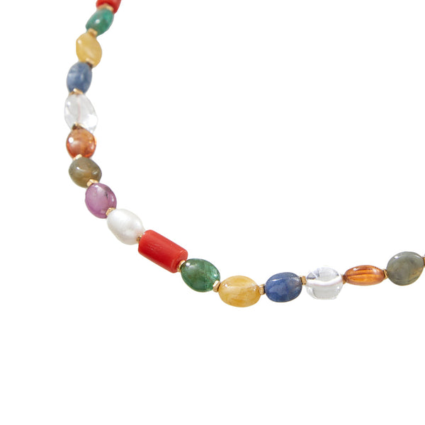 CANDIES Collier Multi pierres précieuses Emeraude, Saphir, Rubis