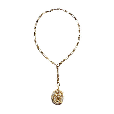 CAPRI Collier Ammonite Précieuse Nacre, Perle et pierres multicolores, Doré 24 cts