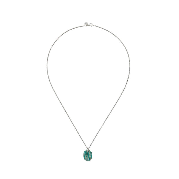 CAURI Collier Amazonite Argent vieilli, Bélière Diamant