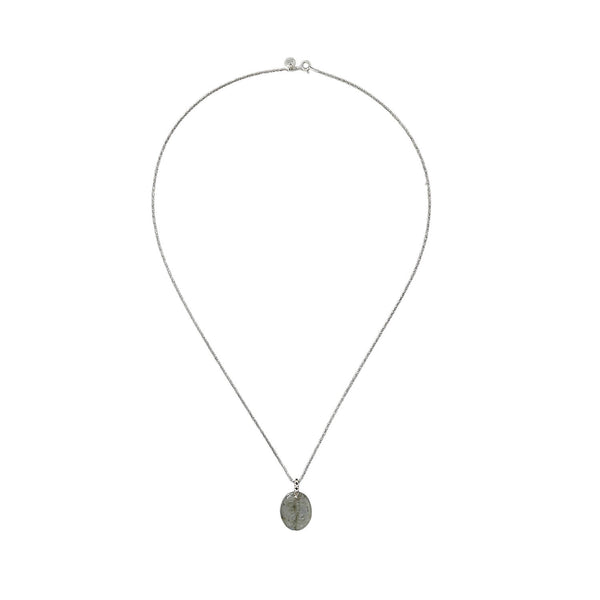 CAURI Collier Labradorite, Argent vieilli, Bélière Diamant