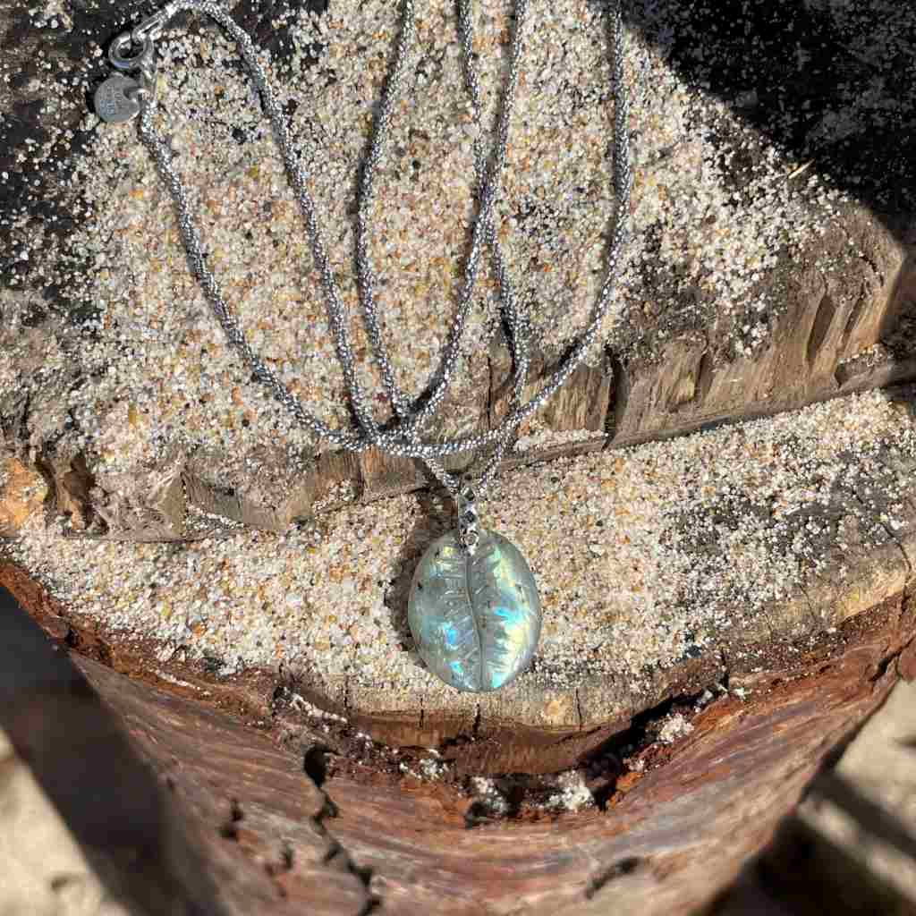 CAURI Collier Labradorite, Argent vieilli, Bélière Diamant