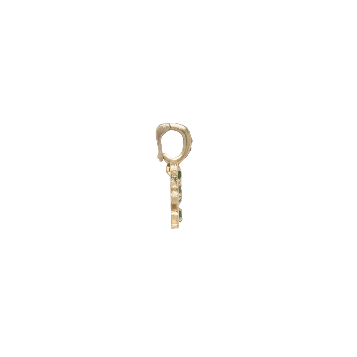CHANCE Charm Trèfle Diopsides et Diamants, argent plaqué or 24 cts