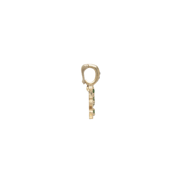 CHANCE Charm Trèfle Diopsides et Diamants, argent plaqué or 24 cts