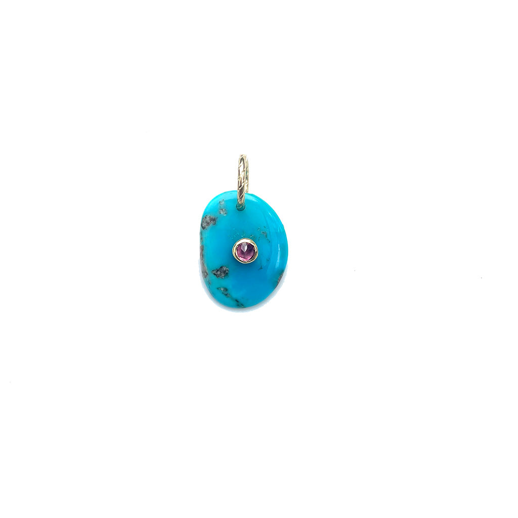 CHARM TURQUOISE Petit modèle serti Tourmaline N°1