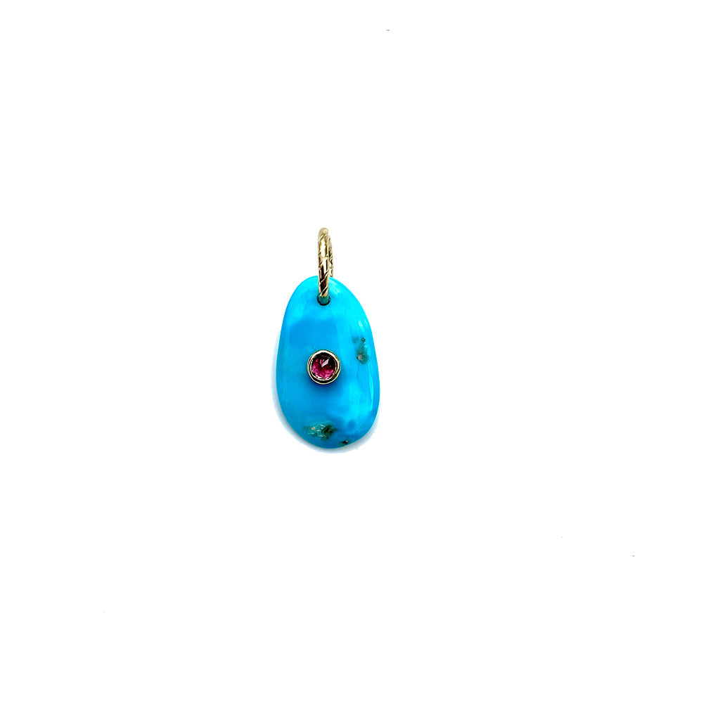 CHARM TURQUOISE Petit modèle serti Tourmaline N°3