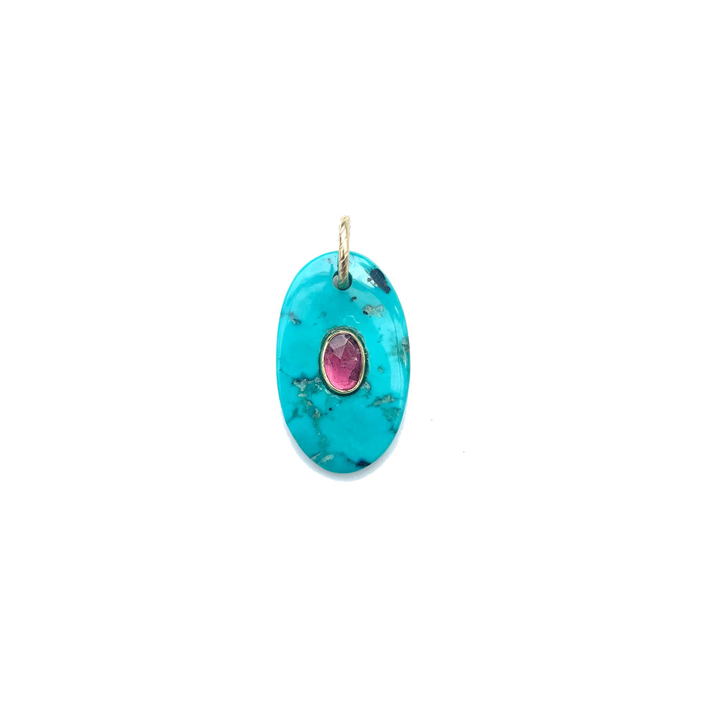 CHARM TURQUOISE sertie Tourmaline N°2