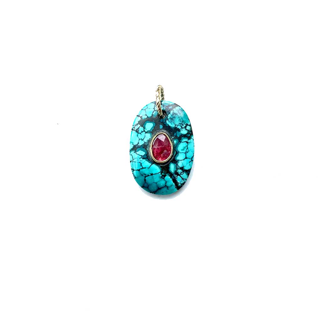 CHARM TURQUOISE sertie Tourmaline N°4