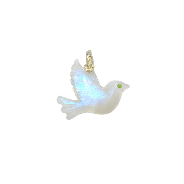 CHARM COLOMBE MOONSTONE Oeil Diamant argent plaque or 24 cts