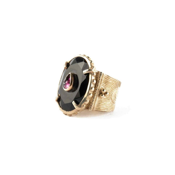 CHEEMA Bague Chevalière Onyx Noir Grenat