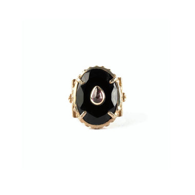 CHEEMA Black Onyx & Garnet Signet Ring