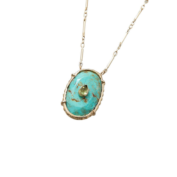 CHEEMA Collier, Turquoise sertie, Citrine, plaqué Or 24 cts