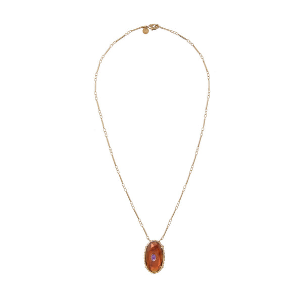 CHEEMA Collier Hessonite et Améthyste, Plaqué or 24 cts