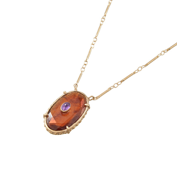 CHEEMA Collier Hessonite et Améthyste, Plaqué or 24 cts