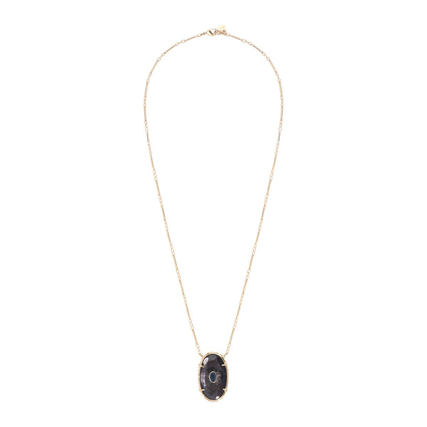 CHEEMA Collier Hypersthène et Topaze de Londres, Plaqué or 24 cts