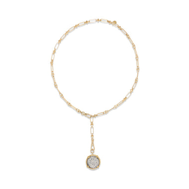 CIRCE Collier Médaille bicolore Argent & doré, chaîne esprit vintage, doré 24 cts