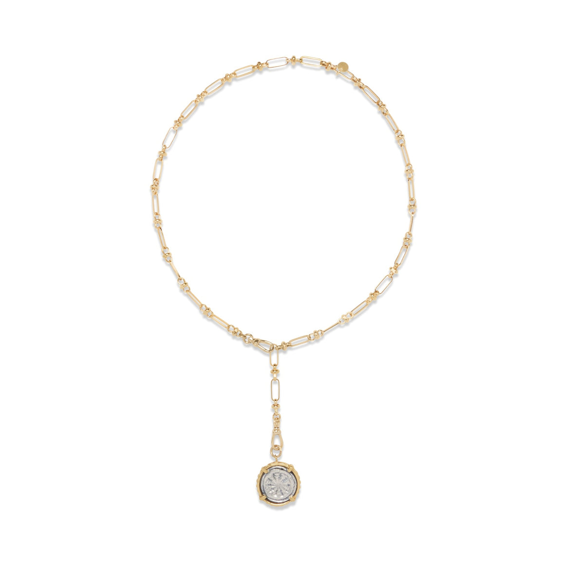 CIRCE Collier Médaille bicolore Argent & doré, chaîne esprit vintage, doré 24 cts