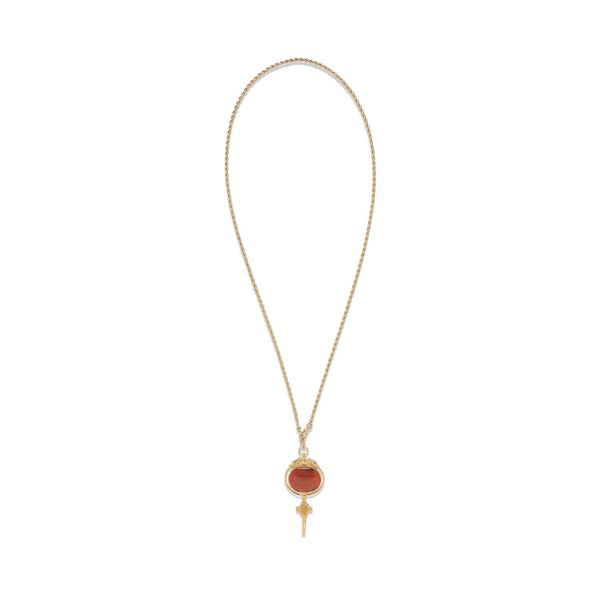 CLE DE MONTRE Sautoir Cornaline, doré 24 cts